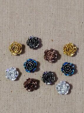 10 Pcs Colorful Metallic Roses Memo Display Bulletin Board Push Tack Pins